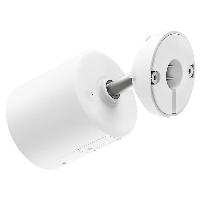 Hama Überwachungskamera 00176670 mit Licht u. Bewegungsmelder smart -  - Weiße zylindrische Überwachungskamera mit schwenkbarem Montagearm und Halterung.