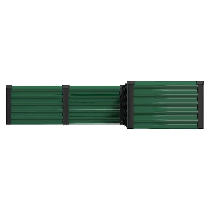 Vitavia Hochbeet Meta In & Out 401 - 185 x 185 x 40 cm, Zincalume®, Seegras/Schwarz - Modulare, grüne Wellblech-Hochbeet-Paneele mit schwarzen Pfosten.