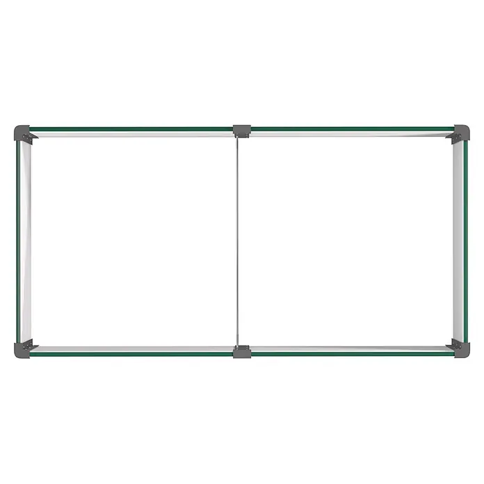 Vitavia Hochbeet Meta 630 - 187,7 x 96,2 x 63 cm, Zincalume®, Seegras/Schwarz - Modularer Whiteboard-Rahmen mit grünen und silbernen Akzenten, ausgestattet mit dunkelgrauen Eck- und Mittelverbindern.