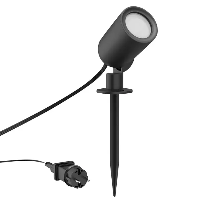 Hama LED-Gartenstrahler WLAN Gartenstecker - Schwarz - Schwarzer Außenstrahler mit Erdspieß zur Gartenbeleuchtung, inklusive Netzstecker.