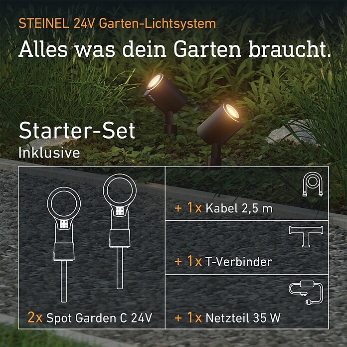 Steinel LED-Gartenspot-Set 24V Garten-Lichtsystems (RGBW, IP65, Höhe: 36,9 cm) | BAUHAUS