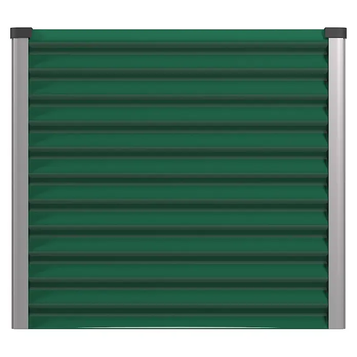Vitavia Hochbeet Meta 858 - 187,7 x 96,2 x 85,8 cm, Zincalume®, Seegras/Alu - Grüne Horizontaljalousie mit silbernen Seitenrahmen.