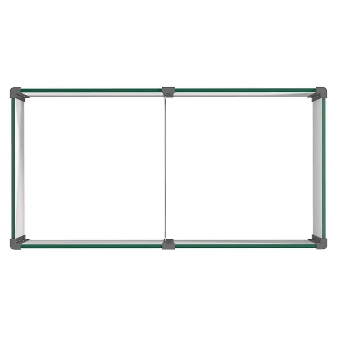 Vitavia Hochbeet Meta 858 - 187,7 x 96,2 x 85,8 cm, Zincalume®, Seegras/Schwarz - Grüner und silberner rechteckiger Displayrahmen mit Mittelstrebe.