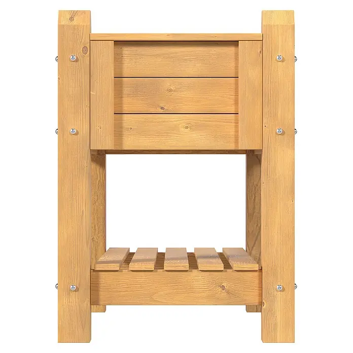 Promadino Kräuterhochbeet - 90 x 60 x 84,5 cm, Honigbraun - Zweistufiges Pflanzenregal aus Holz mit Lamellenboden und Rückwand.