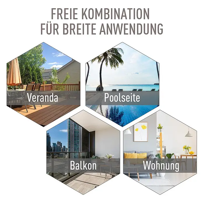 Outsunny Gartenstuhl-Set - 2 Stk., 70%PVC/30%Polyester, Klappbar, Grau, B x T x H: 64 x 64 x 94 cm - Freie Kombinationsmöglichkeiten für verschiedene Orte: Veranda, Poolseite, Balkon, Wohnung.