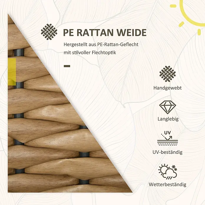 Outsunny Gartenstuhl-Set - 2 Stk., PE-Rattangeflecht, Mehrfarbig, B x T x H: 58 x 58 x 87 cm - Hellbraunes PE-Rattan-Geflecht mit stilvoller Flechtoptik. Handgewebt, langlebig, UV- und wetterbeständig.