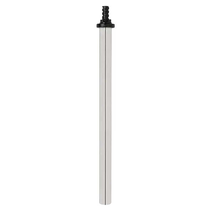Wenko Ersatzstiel WC-Bürste - Länge: 330 mm, Edelstahl, Silber Matt - Weißer linearer Lichtbalken mit schwarzem Gewindeanschluss und flachem Kragen.