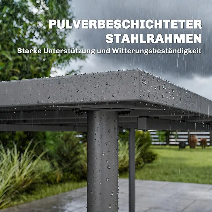 Outsunny Gartentisch - L x B x H: 165 x 80 x 74 cm, Metall, Stahl, Rechteckig, Dunkelgrau - Dunkelgrauer, pulverbeschichteter Stahlrahmen, stark, wetterbeständig und regenfest.