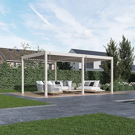 Weide  Pergola Deluxe freistehend 3,6 x 5,3 m Ivory-Sand Aluminium