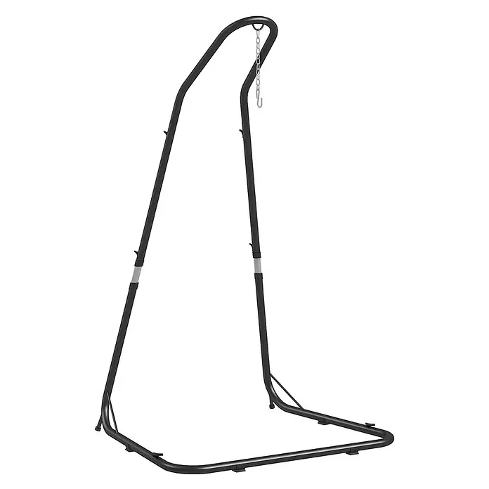 Outsunny Hängesesselgestell - L x B x H: 133 x 116 x 230 cm, Metall - Schwarzes freistehendes Metallgestell für Hänge- oder Hängesessel, mit Aufhängekette.