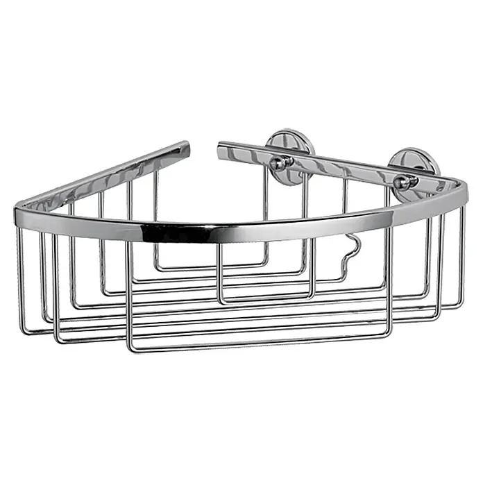 Tesa Eckablagekorb AL111CR - 19,2 x 20 x 9,7 cm, Chrom, Glänzend - Eckige Duschablage aus verchromtem Metall zur Aufbewahrung von Badutensilien.