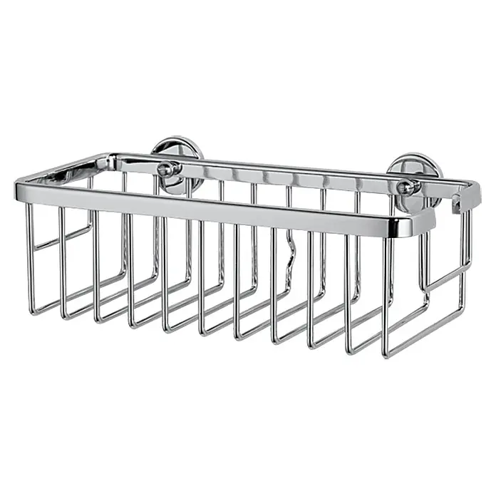 Tesa Duschkorb AL131CR - 25 x 12,5 x 9,2 cm, Chrom, Glänzend - Abgebildete Duschablage mit verchromter Oberfläche, ideal zur Aufbewahrung von Duschutensilien. Das Produkt ist robust und pflegeleicht.