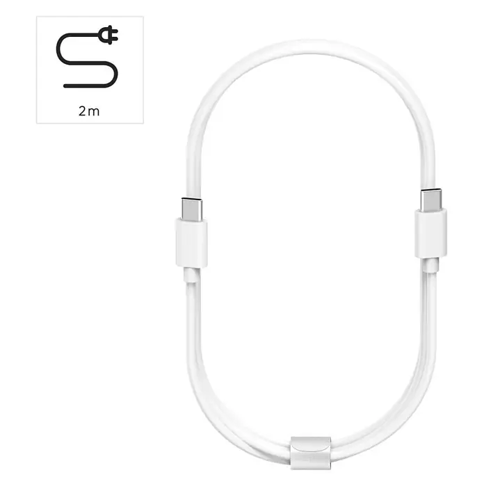 Hama USB-Adapter 00200016 GaN Power Delivery (PD) 5-20V/65W - Weiß - Weißes 2m USB-C auf USB-C Ladekabel mit Kabelhalterung.