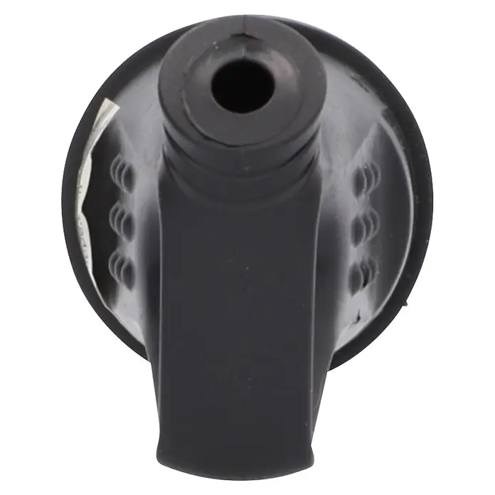 UniTEC Stecker mit Ausziehgriff IP44 - Kunststoff, Schwarz - Schwarzer Kunststoff-Sportflaschenverschluss oder -Düse mit zentraler Öffnung und griffiger Textur.