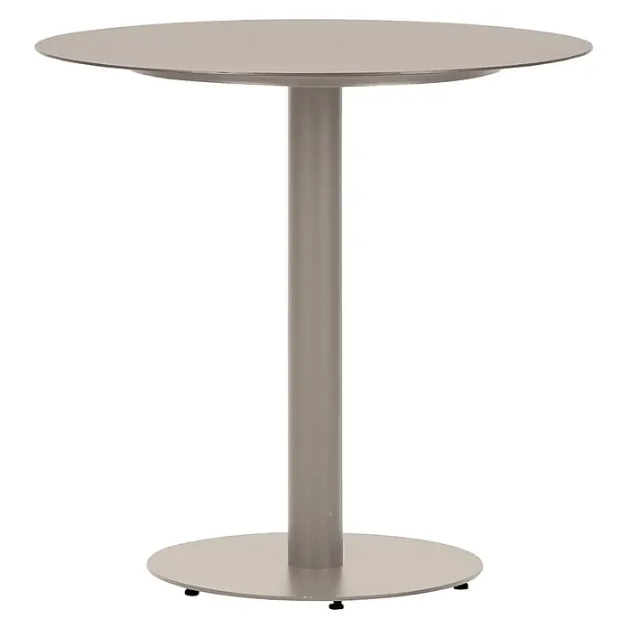 Ebuy24 Gartentisch rund Hector - Ø x H: 70 x 72 cm, Metall, Grau, Stapelbar - Runder grauer Stehtisch mit einem zentralen Fuß.