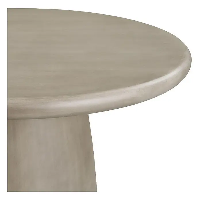 Ebuy24 Gartentisch rund Bente - Ø x H: 120 x 75 cm, 95% MgO, 5% Glasfaser, Grau, Stapelbar - Heller grauer runder Tisch mit robuster, dicker Basis.
