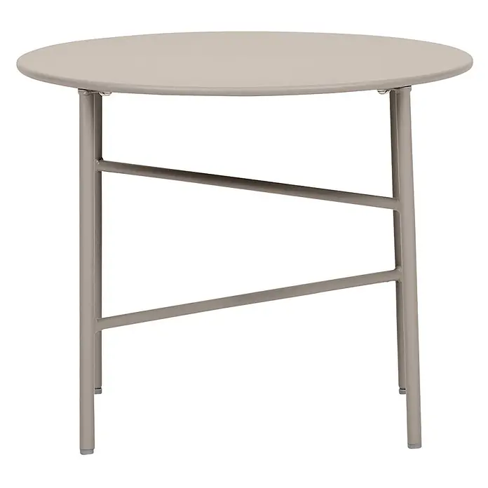 Ebuy24 Gartentisch rund Pesetos - Ø x H: 50 x 40 cm, Metall, Grau, Stapelbar - Runder hellgrauer Metalltisch.