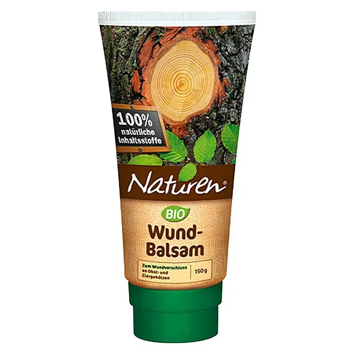 Substral Naturen Bio-Wundbalsam - 150 g - Bild einer Tube Naturen Bio Wund-Balsam mit Baumrinde und Blättern auf der Verpackung. Ideal zur Wundversorgung an Obst- und Ziergehölzen.