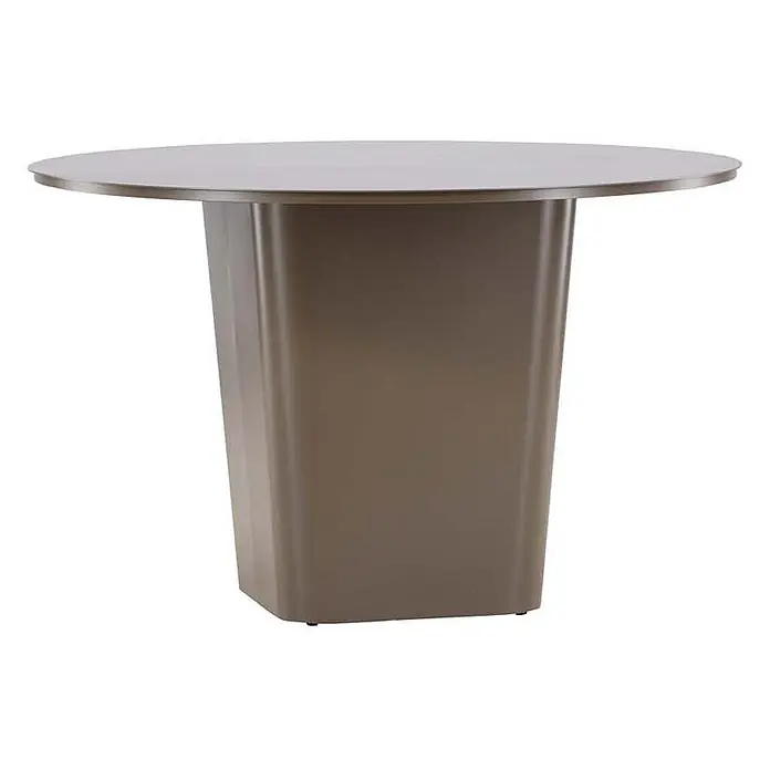 Ebuy24 Gartentisch rund Santa Fe - Ø x H: 120 x 75 cm, Aluminium, Braun, Stapelbar - Runder Tisch mit mattbrauner Oberfläche und konischem Säulenfuß.