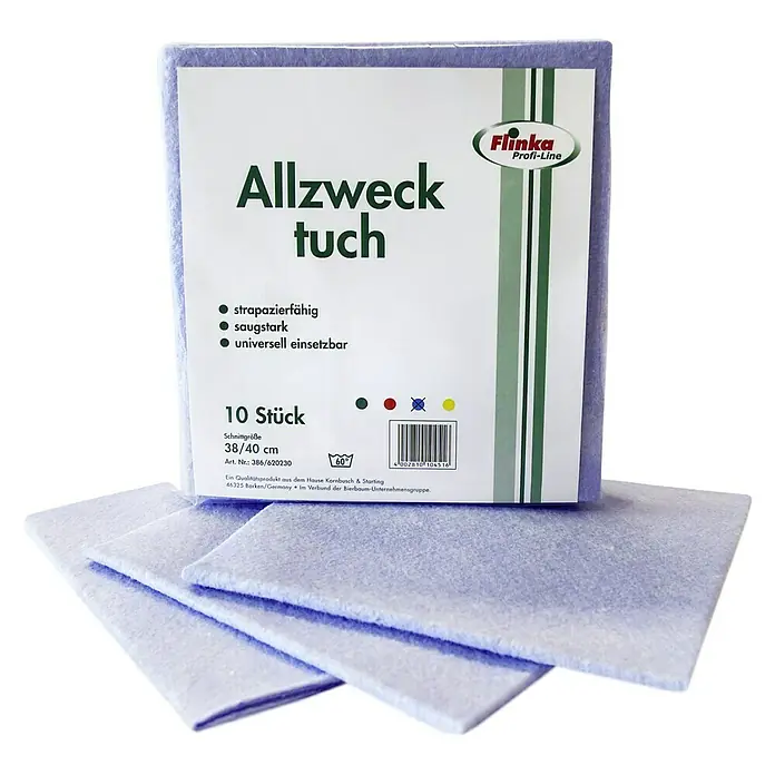 Flinka Profi-Line Allzwecktuch Traditionell - 10 Stk., Blau, 38 x 40 cm - Packung blauer Allzwecktücher "Flinka Profi-Line", 10 Stück, strapazierfähig, saugstark und universell einsetzbar.