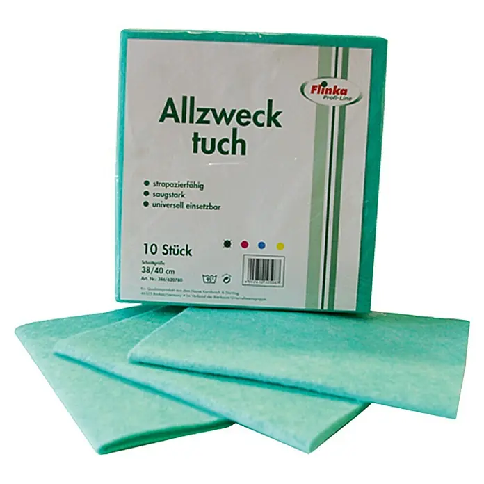 Flinka Profi-Line Allzwecktuch Traditionell - 10 Stk., Grün, 38 x 40 cm - Verpackung Allzwecktücher der Marke Flinka Profi-Line, 10 Stück, strapazierfähig, saugstark, universell einsetzbar, Größe 38/40 cm.