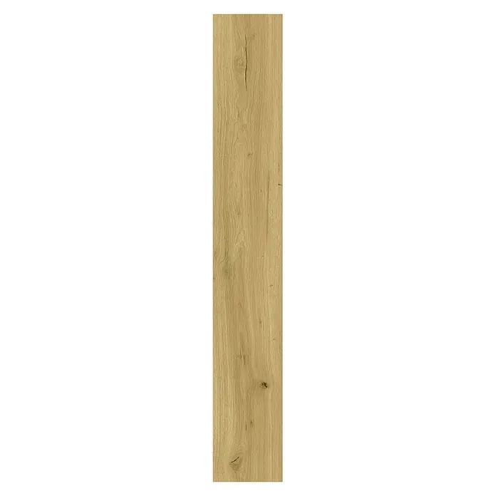 b!design Vinylboden SPC - Eiche Davos, Landhausdiele, 1.220 x 182 x 4,5 mm - Hellbraune Holzdiele mit natürlicher Maserung und Ästen.