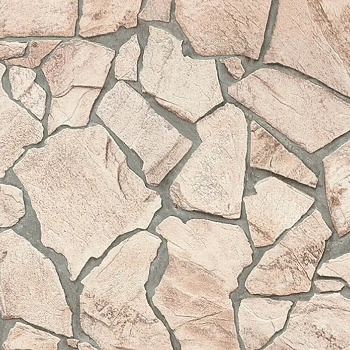 A.S. Création Vliestapete Wood-n-Stone - Beigebraun/Grau, Steinoptik, 10,05 x 0,53 m - Muster aus beigen Natursteinen mit grauen Fugen. Eine rustikale und natürliche Textur für verschiedene Designprojekte.
