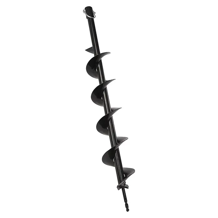 PowerPlus Broca POWACG5001 para ahoyadora - Largo: 80 cm, Ancho: 60 mm - Broca de barrena de tierra de metal negro con diseño en espiral, con un pasador de conexión en la parte superior y una broca piloto en la inferior para cavar agujeros.