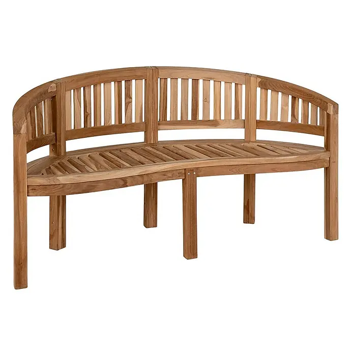 Ebuy24 Gartenbank Boca - B x T x H: 60 x 150 x 85 cm, Teakholz., Teak Dekor - Gekrümmte Teakholz-Gartenbank mit Lattenrostsitz und Rückenlehne.