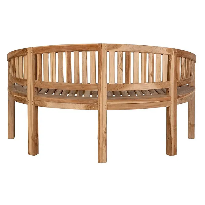 Ebuy24 Gartenbank Boca - B x T x H: 60 x 150 x 85 cm, Teakholz., Teak Dekor - Gebogene Gartenbank aus Holz mit Lattenrücken und Sitzfläche.