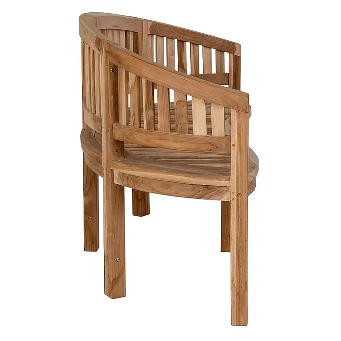 Ebuy24 Gartenbank Boca - B x T x H: 60 x 150 x 85 cm, Teakholz., Teak Dekor - Gekrümmte Gartenbank aus Holz mit Lamellenrückenlehne und -sitz, aus natürlichem Teakholz.
