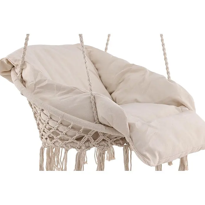 Ebuy24 Hängesessel Hamtic - Textil, Weiß - Beiger Makramee-Hängesessel mit weichen, bequemen Stoffpolstern für Sitz und Rücken.