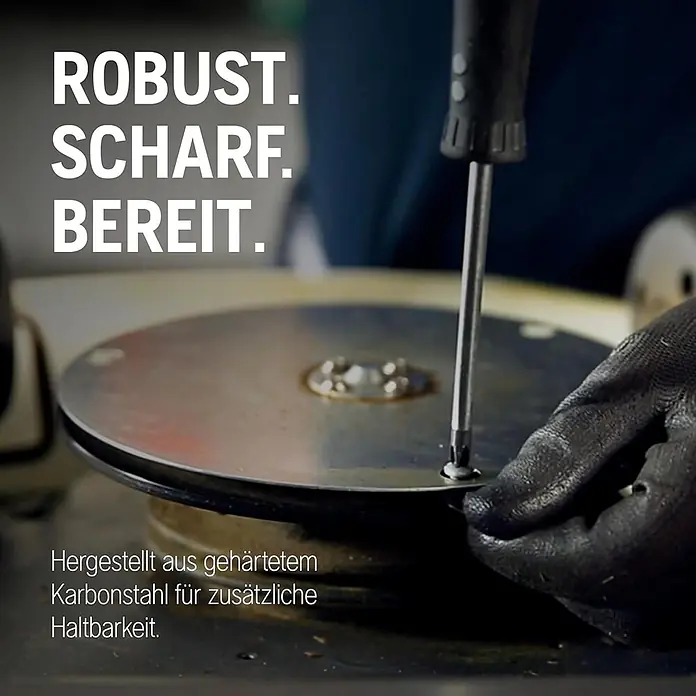 Husqvarna Ersatzmesser-Set für Mähroboter Classic Messer 45er-Pack - Passend für: alle Husqvarna Automower Modelle, 45 Stk. - Behandschuhte Hand montiert eine runde, silberne Klinge aus gehärtetem Karbonstahl für zusätzliche Haltbarkeit mit einem Schraubendreher.