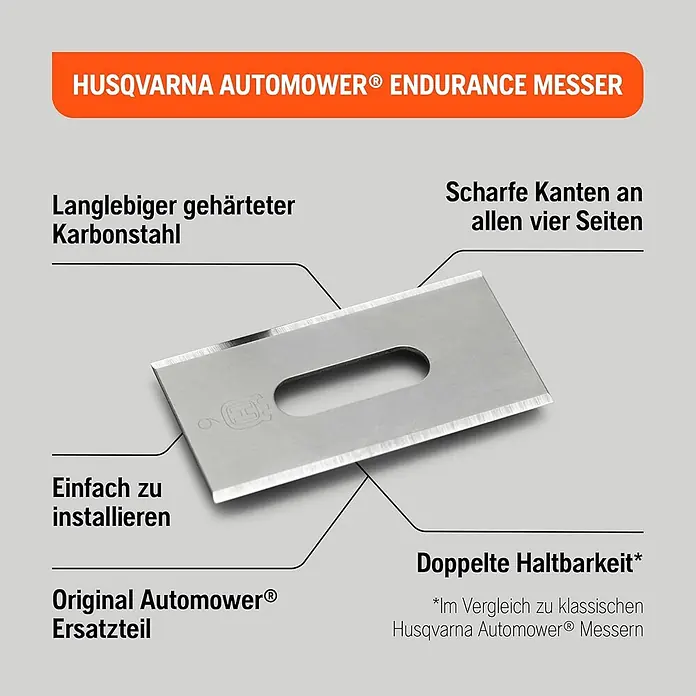 Husqvarna Ersatzmesser-Set für Mähroboter Endurance Messer 6er-Pack - Passend für: alle Husqvarna Automower Modelle, 6 Stk. - Husqvarna Automower Endurance Messer aus langlebigem, gehärtetem Karbonstahl, vierseitig scharf für doppelte Haltbarkeit.