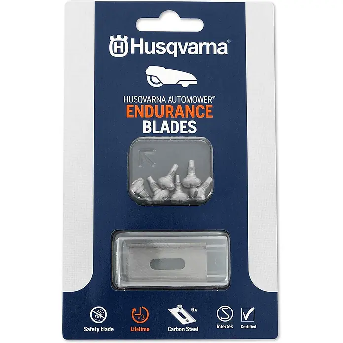 Husqvarna Ersatzmesser-Set für Mähroboter Endurance Messer 6er-Pack - Passend für: alle Husqvarna Automower Modelle, 6 Stk. - Husqvarna Automower Endurance Klingen, Karbonstahl, mit Schrauben in Blisterverpackung.