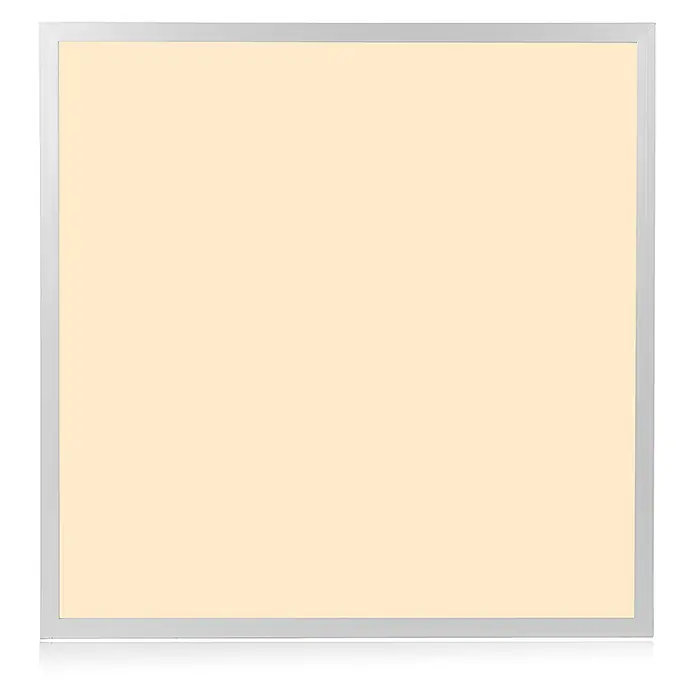 Luxula LED-Panel - 36 W, Weiß, Warmweiß - Quadratisches LED-Panel mit warmweißem Licht und silbernem Rahmen.