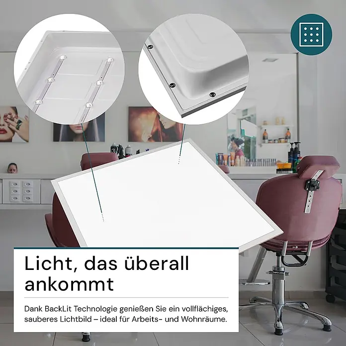 Luxula LED-Panel LED Panel - 40 W, Weiß, Weiß, Warmweiß - Weißes rechteckiges LED-Panel mit Backlit-Technologie für gleichmäßiges Licht in Arbeits- und Wohnräumen.