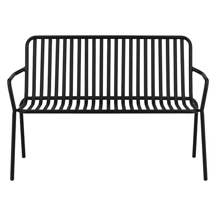 Ebuy24 Gartenbank Peking - B x T x H: 64 x 130 x 85 cm, Aluminum., Schwarz - Schwarze Metall-Gartenbank mit Lattenrost-Design.