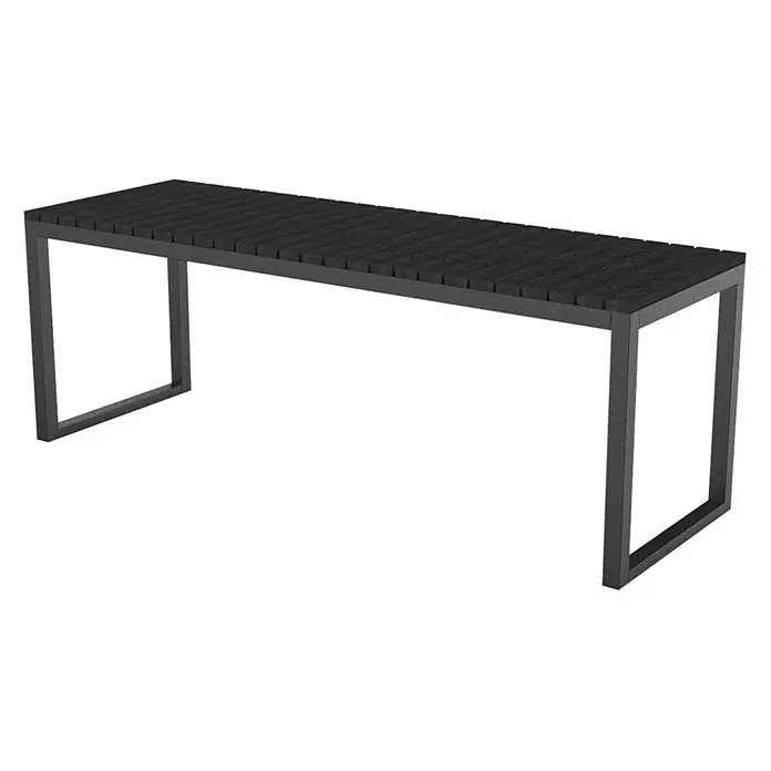Ebuy24 Gartenbank Iris - B x T x H: 120 x 120 x 42 cm, Metall, Polywood., Schwarz - Schwarze Lattenbank mit dunkelgrauem, rechteckigem Metallgestell.