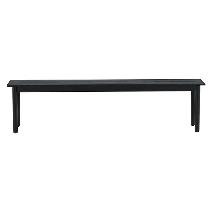 Ebuy24 Gartenbank Modena - B x T x H: 180 x 180 x 35 cm, Aluminum., Schwarz - Schwarze lange rechteckige Bank mit Holzplatte und vier Beinen.