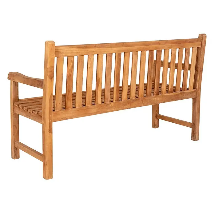 Ebuy24 Gartenbank Cabo - B x T x H: 150 x 150 x 92 cm, Teak., Holz - Holzgartenbank mit Lattenrückenlehne, Sitzfläche und Armlehnen.