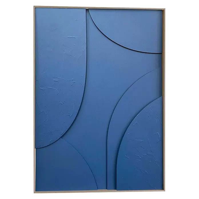 Reinders Bild Relief Art - Terrace, B x H: 50 x 70 cm, Blau - Abstraktes blaues Wandbild mit geschichteten Rundformen, glatten und strukturierten Oberflächen.