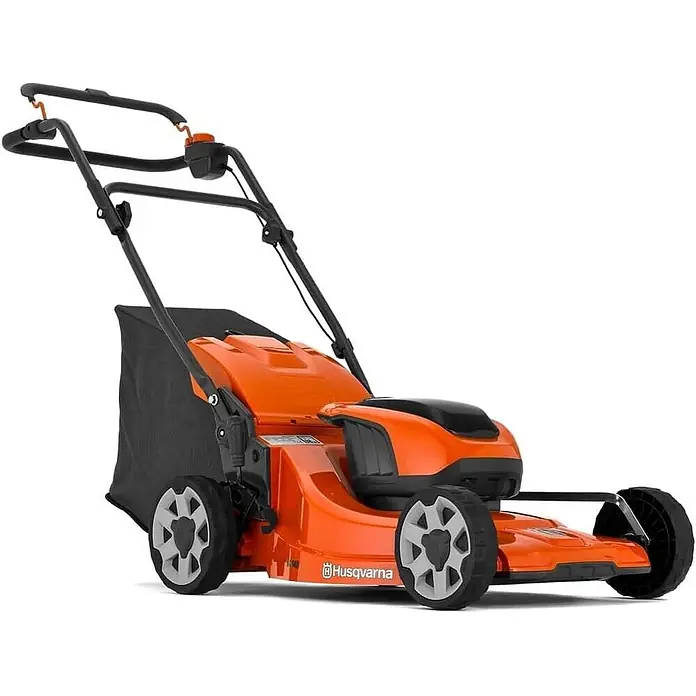 Husqvarna Akku-Rasenmäher LC251iS (ohne Akku) - 36 V, Ohne Akku, Schnittbreite: 510 mm - Oranger und schwarzer Schiebemäher mit Grasfangsack und ergonomischem Griff.