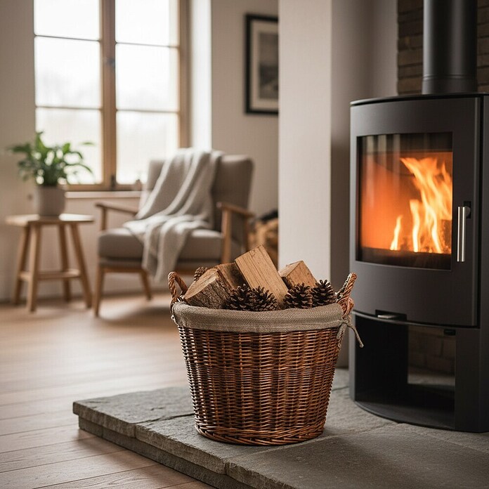 Lienbacher Cesta de mimbre (Marrón, Diámetro: 41 cm)