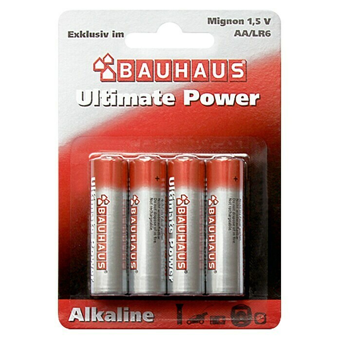 BAUHAUS Pila alcalina Ultimate Power AA (Mignon AA, Alcalino manganeso, 1,5 V)