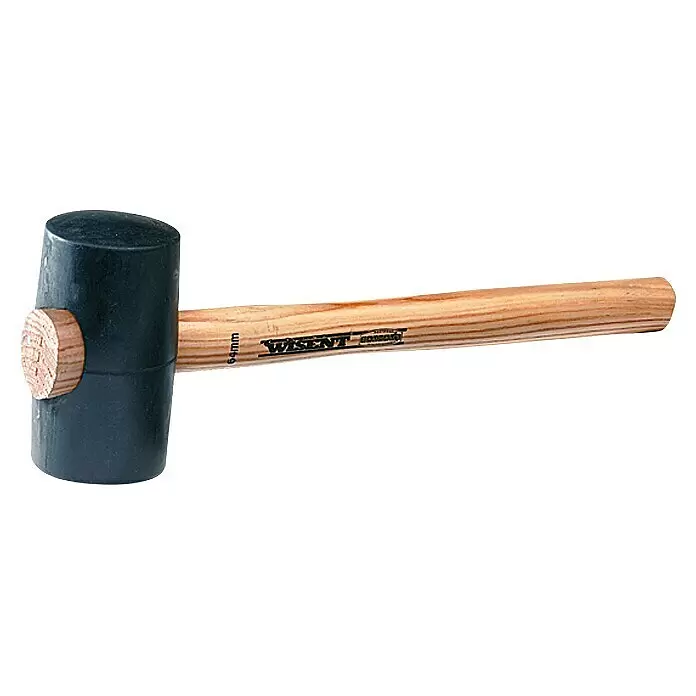 Wisent Martillo de goma - Plástico, Diámetro del cabezal: 90 milímetros (mm) - Mazo de goma negro con mango de madera natural, para golpes suaves.