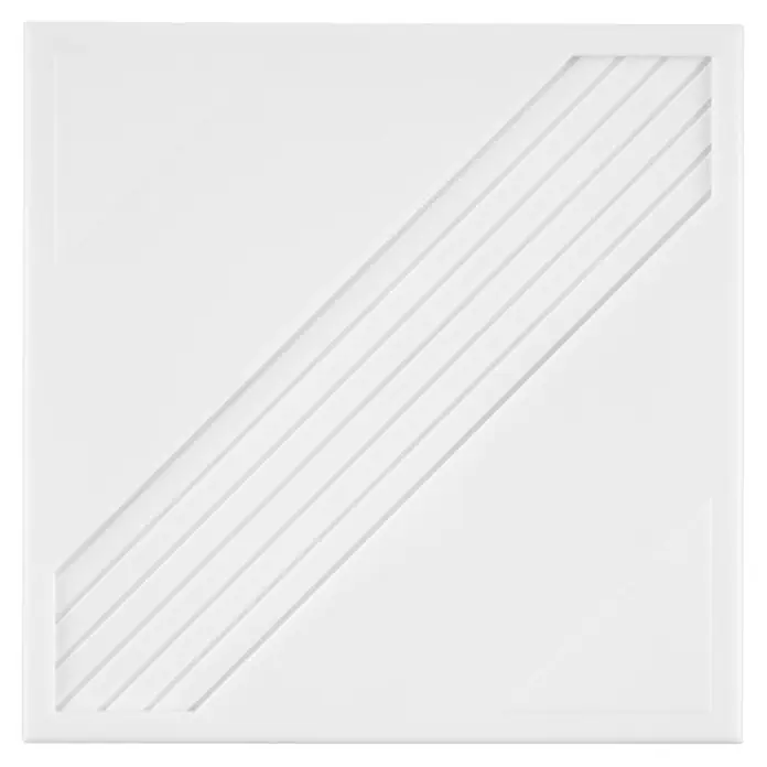REV Türklingel - 115 x 38 x 115 mm, 8 V - 12 V - Weißes, quadratisches Dekorpanel mit diagonalen Prägelinien.