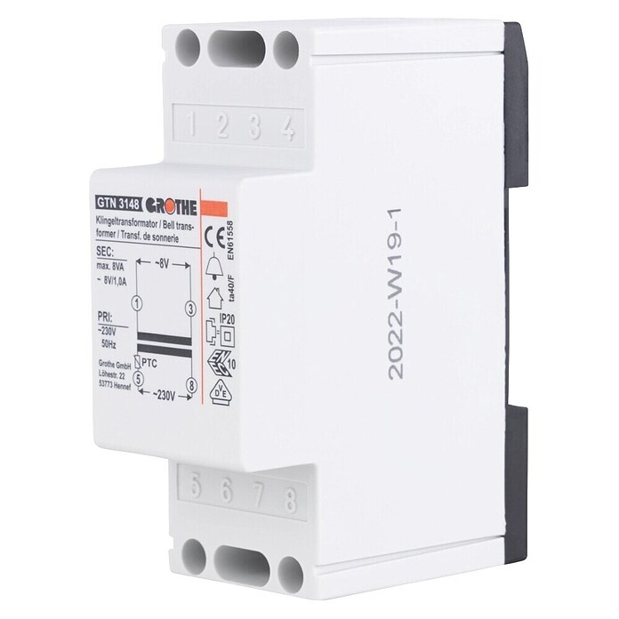 REV Transformator za zvono  (Primarni napon: 230 - 240 V/50 Hz, Sekundarni napon: 8 V ~ 1 A) | BAUHAUS