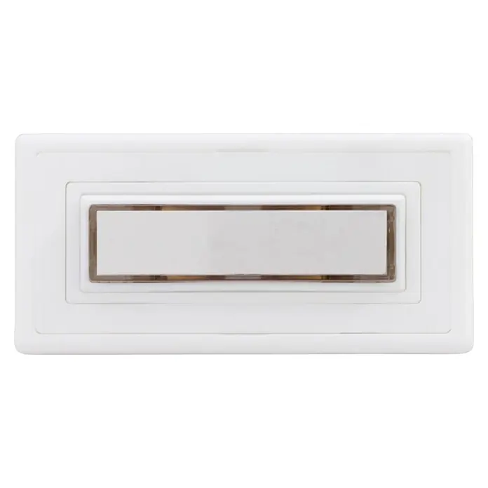 REV Klingeltaster - Mit Namensschild, 49 x 100 x 20 mm, Kunststoff, 8 V - 12 V - Weißer rechteckiger Klingeltaster mit transparentem Namensschild-Einsatz.