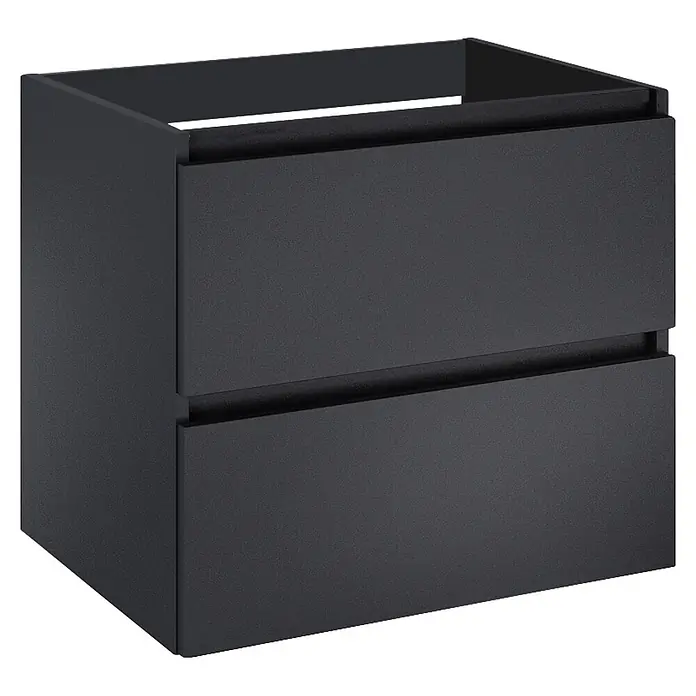 Riva Lynn Waschtischunterschrank - B x T x H: 60 x 45,6 x 53 cm, Schwarz, Matt - Dunkelgrauer Waschtischunterschrank mit zwei Schubladen und Siphon-Ausschnitt.